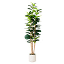 7’ Artificial Fiddle Leaf Tree in Decorative White Planter - BlueJay Avenue