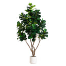 8’ Artificial Fiddle Leaf Tree in White Decorative Planter - BlueJay Avenue