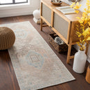 Alanya Pale Blue and Coral Traditional Washable Area Rug - BlueJay Avenue