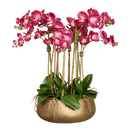 Artificial Pink Orchid Flower Arrangement in Gold Pot 28" - BlueJay Avenue