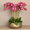Artificial Pink Orchid Flower Arrangement in Gold Pot 28" - BlueJay Avenue