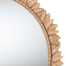 Caitlin Wood Antique Gold Finish Round Wall Mirror with Carved Leaf Border - BlueJay Avenue