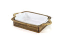 Calaisio Rectangular Stoneware Casserole Dish with Handwoven Basket, 3QT/2QT - BlueJay Avenue
