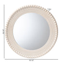 Grazia Modern Beaded - framed Round Mirror in Pearl White - BlueJay Avenue
