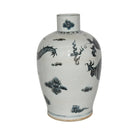 Indigo Baluster Vase Dragon Motif - BlueJay Avenue