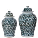 Indigo Blue Fish Scale Temple Jar - BlueJay Avenue