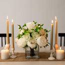 Peony and Camellia Artificial Flower Arrangement in Glass Vase 13" - BlueJay Avenue