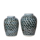 Porcelain Decorative Jar With Fish Scale Pattern - BlueJay Avenue
