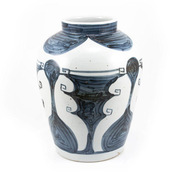 Blue And White Abstract Painting Jar - BlueJay Avenue