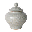 Sage Green Embossed Fish Porcelain Ginger Jar - BlueJay Avenue