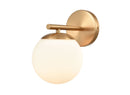 Hollywood Blvd Satin Brass Opal Glass Globe Wall Sconce - BlueJay Avenue