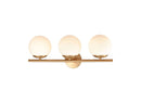 Hollywood Blvd Satin Brass Globe Bathroom Vanity Light, 3-Lt  - BlueJay Avenue