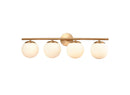 Hollywood Blvd Satin Brass Globe Bathroom Vanity Light, 4-Lt  - BlueJay Avenue