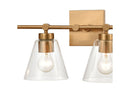 East Point 4-Light Clear Glass Bathroom Vanity Light, Satin Brass - BlueJay Avenue