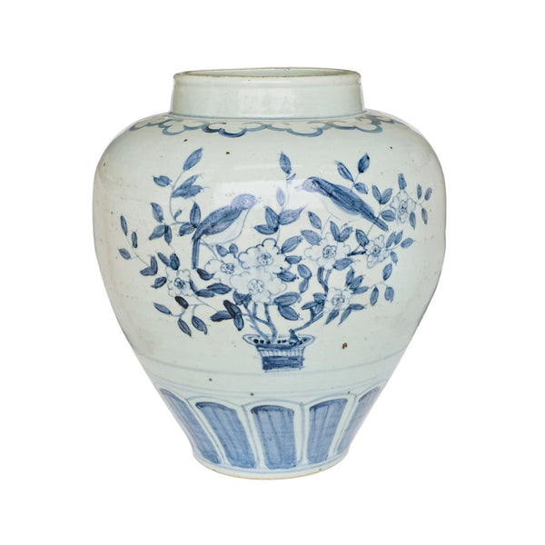 Barclay Butera Porcelain Open Top English Garden Ginger Jar - BlueJay Avenue