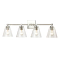 East Point 4-Light Clear Glass Bathroom Vanity Light, Polished Nickel - BlueJay Avenue