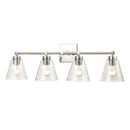 East Point 4-Light Clear Glass Bathroom Vanity Light, Polished Nickel - BlueJay Avenue