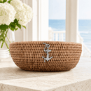Vagabond House Anchor Rattan Serving Bowl with Glass Insert