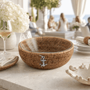 Vagabond House Anchor Rattan Serving Bowl with Glass Insert