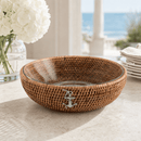 Vagabond House Anchor Rattan Serving Bowl with Glass Insert