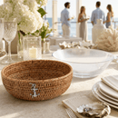 Vagabond House Anchor Rattan Serving Bowl with Glass Insert