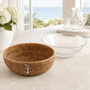 Vagabond House Anchor Rattan Serving Bowl with Glass Insert