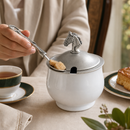 Vagabond House Equestrian Porcelain Sugar Bowl with Lid & Spoon