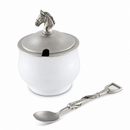 Vagabond House Equestrian Porcelain Sugar Bowl with Lid & Spoon