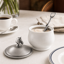 Vagabond House Equestrian Porcelain Sugar Bowl with Lid & Spoon