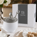 Vagabond House Equestrian Porcelain Sugar Bowl with Lid & Spoon
