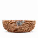 Vagabond House Orchid Hand-Woven Rattan Salad Serving Bowl with Glass Insert