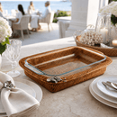 Orchid Hand Woven Wicker Rattan 3 Quart Casserole Dish Holder with Glass Baking Dish