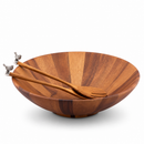 Vagabond House Song Bird Acacia Wood Salad Bowl & Serving Set