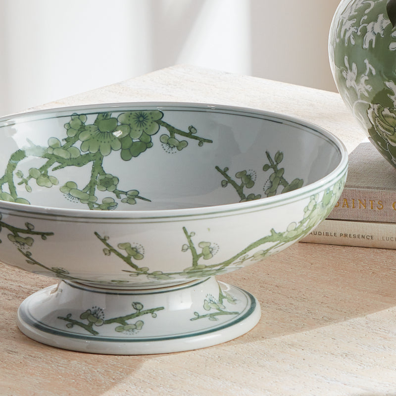 Imperial Empress Green Ceramic Decorative Footed Bowl - BlueJay Avenue