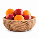 Vagabond House Hand Woven Rattan Salad Serving Bowl with Glass Insert
