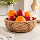 Vagabond House Hand Woven Rattan Salad Serving Bowl with Glass Insert