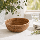 Vagabond House Hand Woven Rattan Salad Serving Bowl with Glass Insert