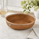 Vagabond House Hand Woven Rattan Salad Serving Bowl with Glass Insert
