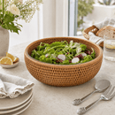 Vagabond House Hand Woven Rattan Salad Serving Bowl with Glass Insert