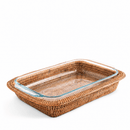 Hand Woven Rattan Rectangular 3 Qt Casserole Holder
