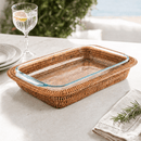 Hand Woven Rattan Rectangular 3 Qt Casserole Holder