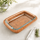 Hand Woven Rattan Rectangular 3 Qt Casserole Holder
