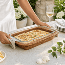 Hand Woven Rattan Rectangular 3 Qt Casserole Holder