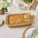 Hand Woven Rattan Rectangular 3 Qt Casserole Holder