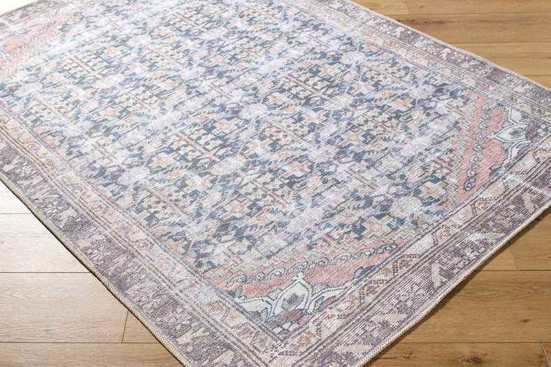 Abbey Traditional Black Washable Area Rug - BlueJay Avenue