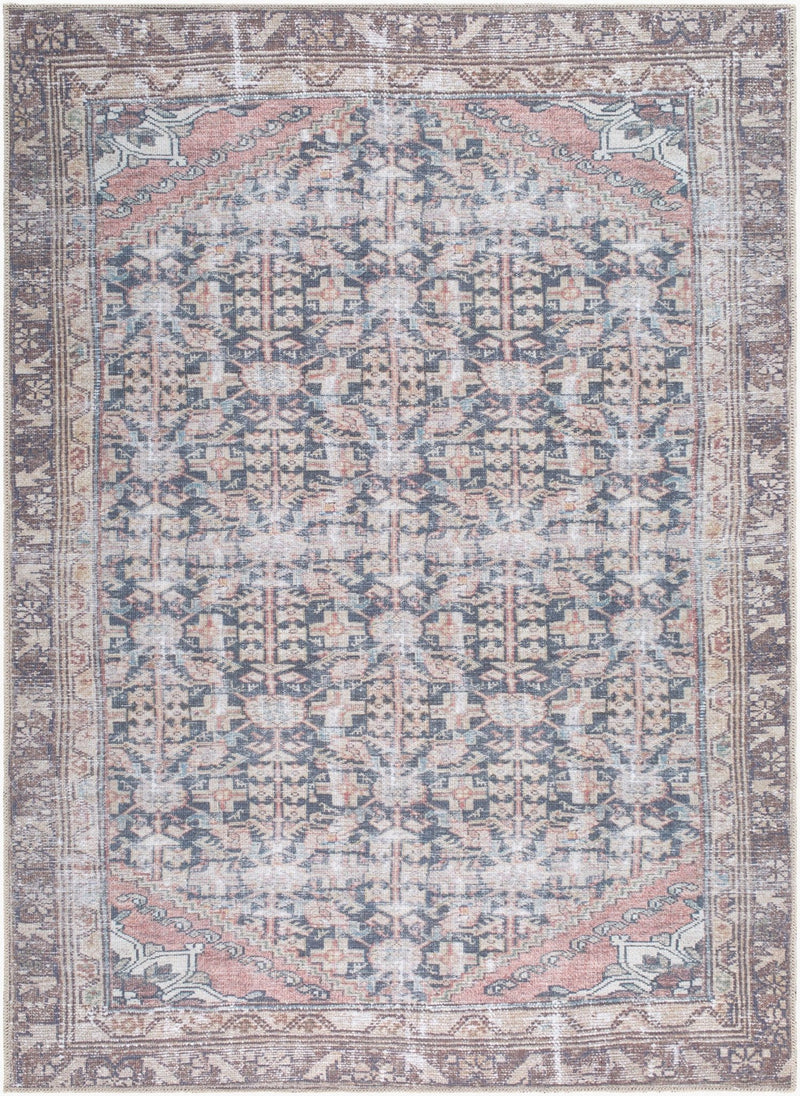 Abbey Traditional Black Washable Area Rug - BlueJay Avenue