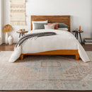 Alanya Pale Blue and Coral Traditional Washable Area Rug - BlueJay Avenue