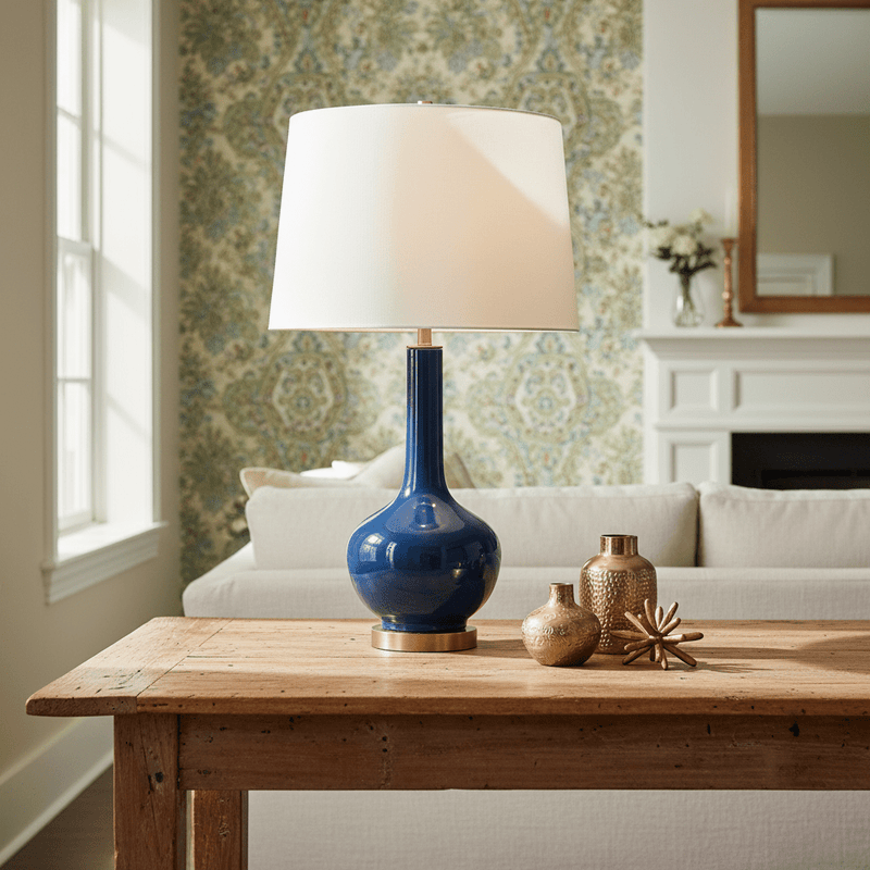 Alex 30" Navy Porcelain Vase Table Lamp - BlueJay Avenue