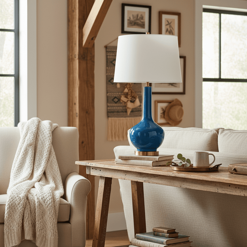 Alex 30" Turquoise Glaze Porcelain Table Lamp - BlueJay Avenue