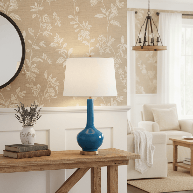 Alex 30" Turquoise Glaze Porcelain Table Lamp - BlueJay Avenue